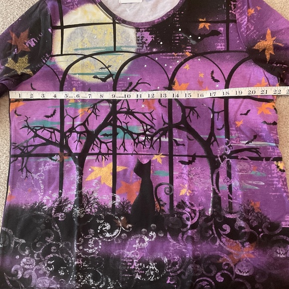 size xl, bust is 44โ inches, only one, Halloween shirt with cat ๐โโฌ and bats ๐ฆ - Picture 4 of 7